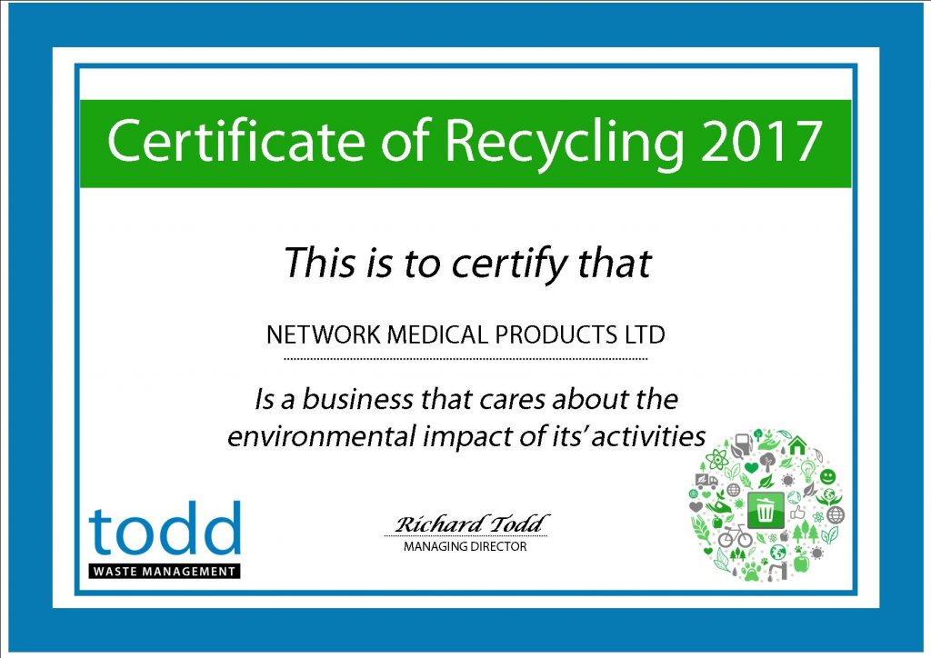 Network Medical Products Ltd Recycling Certificate 2017